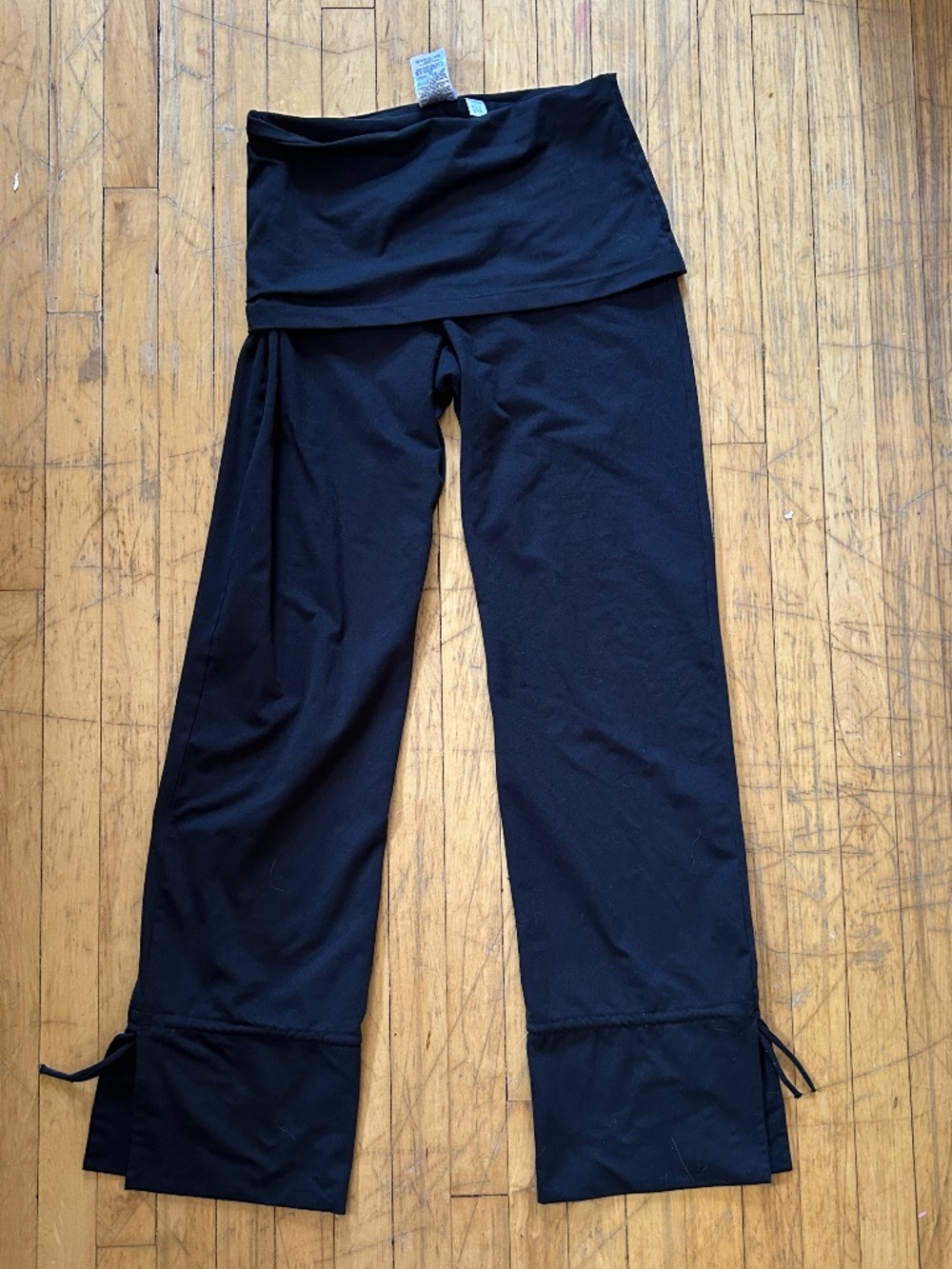 adidas Black Fold-Over Waist Yoga Pants